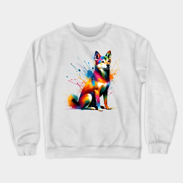 Taiwan Dog in Vivid Abstract Splash Art Style Crewneck Sweatshirt by ArtRUs